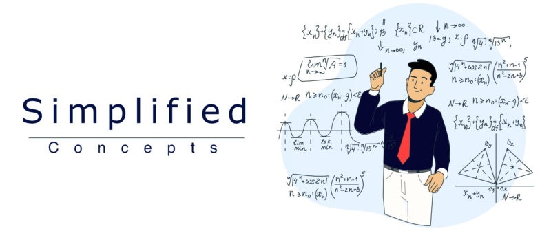Simplified Concepts: a teacher pointing at maths and science formulas
